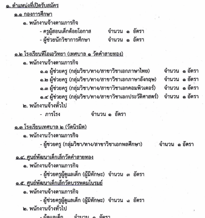 ประกาศเทศบาลเมืองมุกดาหาร เรื่อง รับสมัครสรรหาและเลือกสรรบุคคลเพื่อจ้างเป็นพนักงานจ้างของเทศบาล