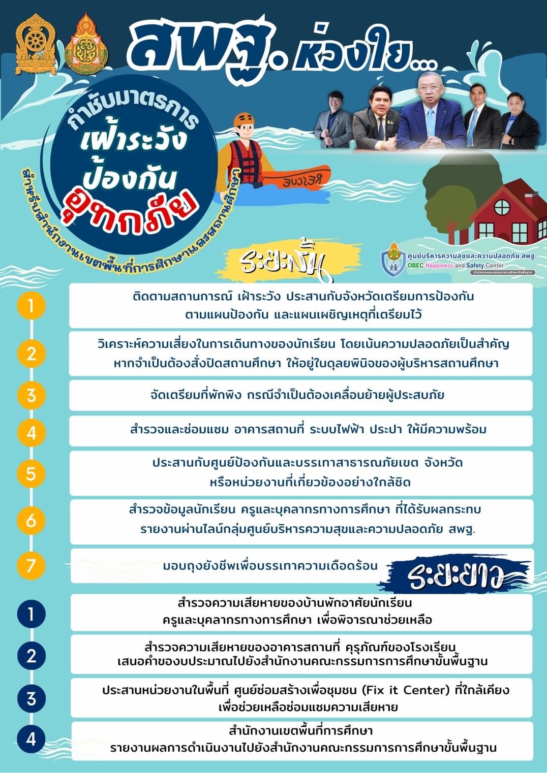 สพฐ. ห่วงใยสถานศึกษา เฝ้าระวัง ป้องกัน อุทกภัย โดย ศูนย์บริหารความสุขและความปลอดภัย สพฐ.
