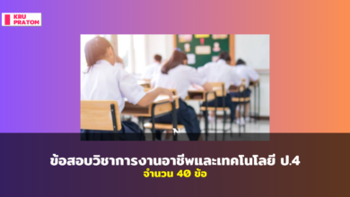 ข้อสอบ วิชา การงานอาชีพและเทคโนโลยี ป.4 จำนวน 40 ข้อ พร้อมเฉลยด้านท้าย