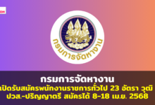 กรมการจัดหางาน เปิดรับสมัครพนักงานราชการทั่วไป 23 อัตรา วุฒิ ปวส.-ปริญญาตรี สมัครได้ 8-18 เม.ย. 2568