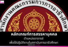 ประกาศหลักเกณฑ์ใหม่! สรรหา "อาจารย์" สังกัดสถาบันการอาชีวศึกษา (สอศ.) ทั่วประเทศ