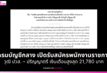 กรมบัญชีกลาง เปิดรับสมัครพนักงานราชการทั่วไป 22 อัตรา วุฒิ ปวส. – ปริญญาตรี เงินเดือนสูงสุด 21,780 บาท