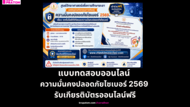 ทำแบบทดสอบออนไลน์รับเกียรติบัตรฟรี หัวข้อความมั่นคงปลอดภัยไซเบอร์ 2569