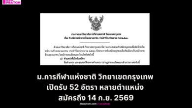 ม.การกีฬาแห่งชาติ วิทยาเขตกรุงเทพ เปิดรับ 52 อัตรา หลายตำแหน่ง สมัครถึง 14 ก.ย. 2569