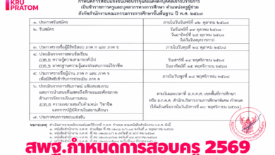 ปฏิทินสอบบรรจุครูผู้ช่วย สพฐ. ปี 2569 รับสมัคร 19–25 ต.ค. นี้ จัดสอบข้อเขียน 14–15 พ.ย.