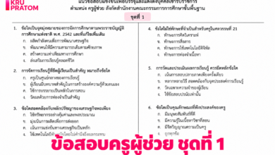 เฉลยข้อสอบครูผู้ช่วย ชุดที่ 1 เตรียมความพร้อมสอบครูผู้ช่วย