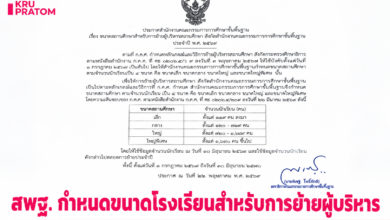 สพฐ. ประกาศกำหนดขนาดสถานศึกษา สำหรับการย้ายผู้บริหารสถานศึกษา ประจำปี พ.ศ. 2569